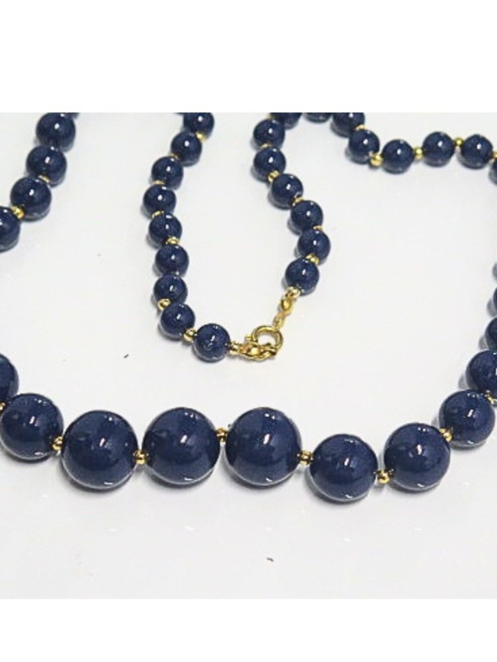 Vintage Royal Blue Graduated Bead Necklace - Picture 4 of 4